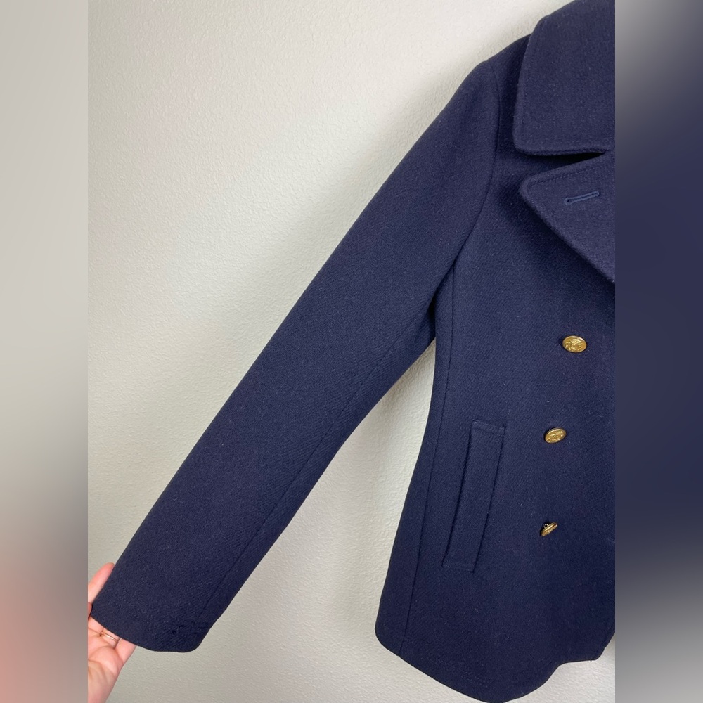 J.CREW Women's 10 Stadium Cloth by Nello Gori Peacoat Navy Wool Double Breasted - Picture 3 of 16